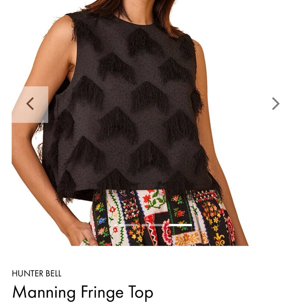 Hunter Bell Black Fringe Crop Top